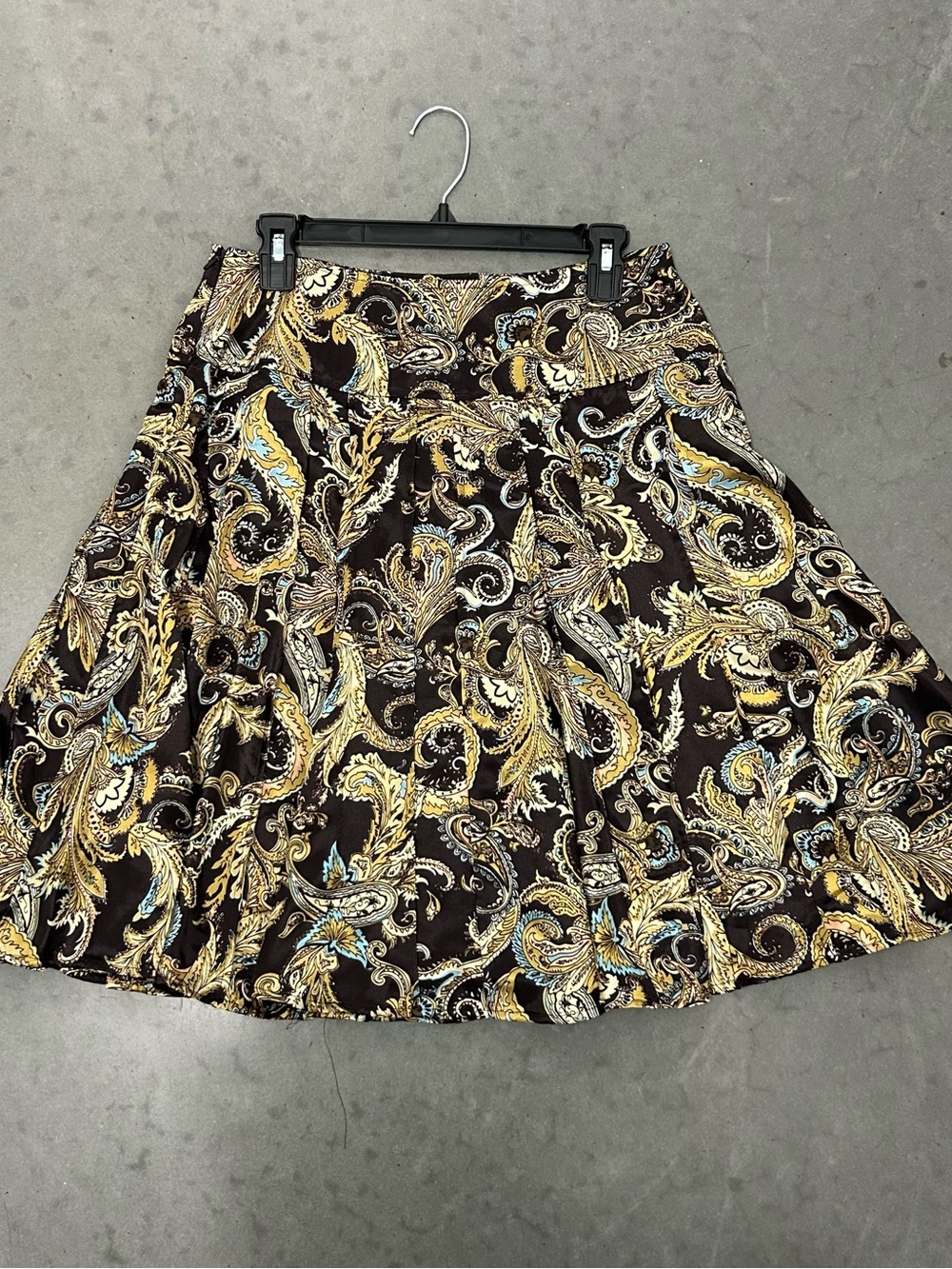 Worthington Black Paisley Skater Skirt with Gold & Light Blue Accents